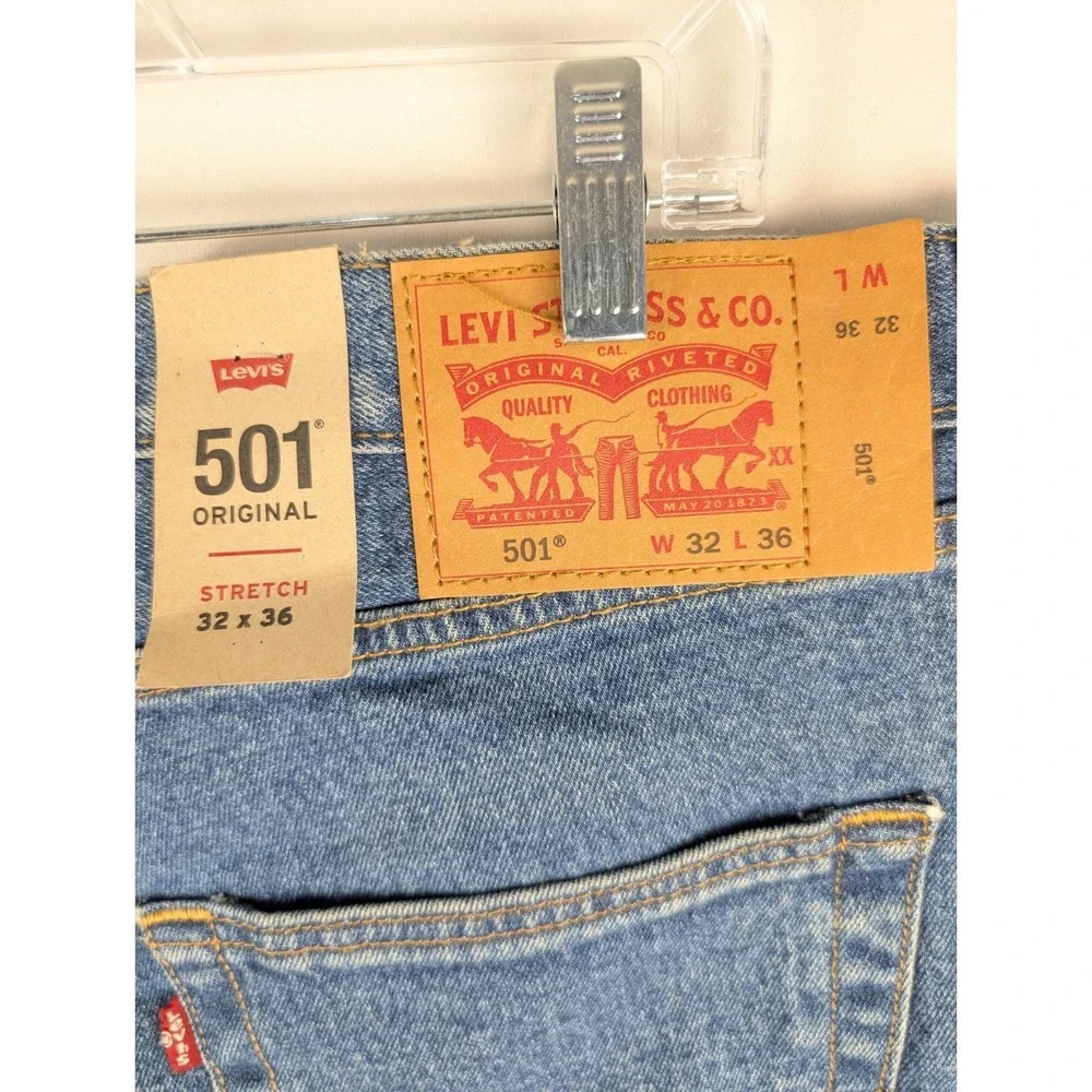 Levis 501 Original‎ Jeans Mens 36X31 Blue Denim Button Fly NWT 